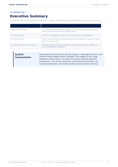 Supplier 360° Report, sample page 3